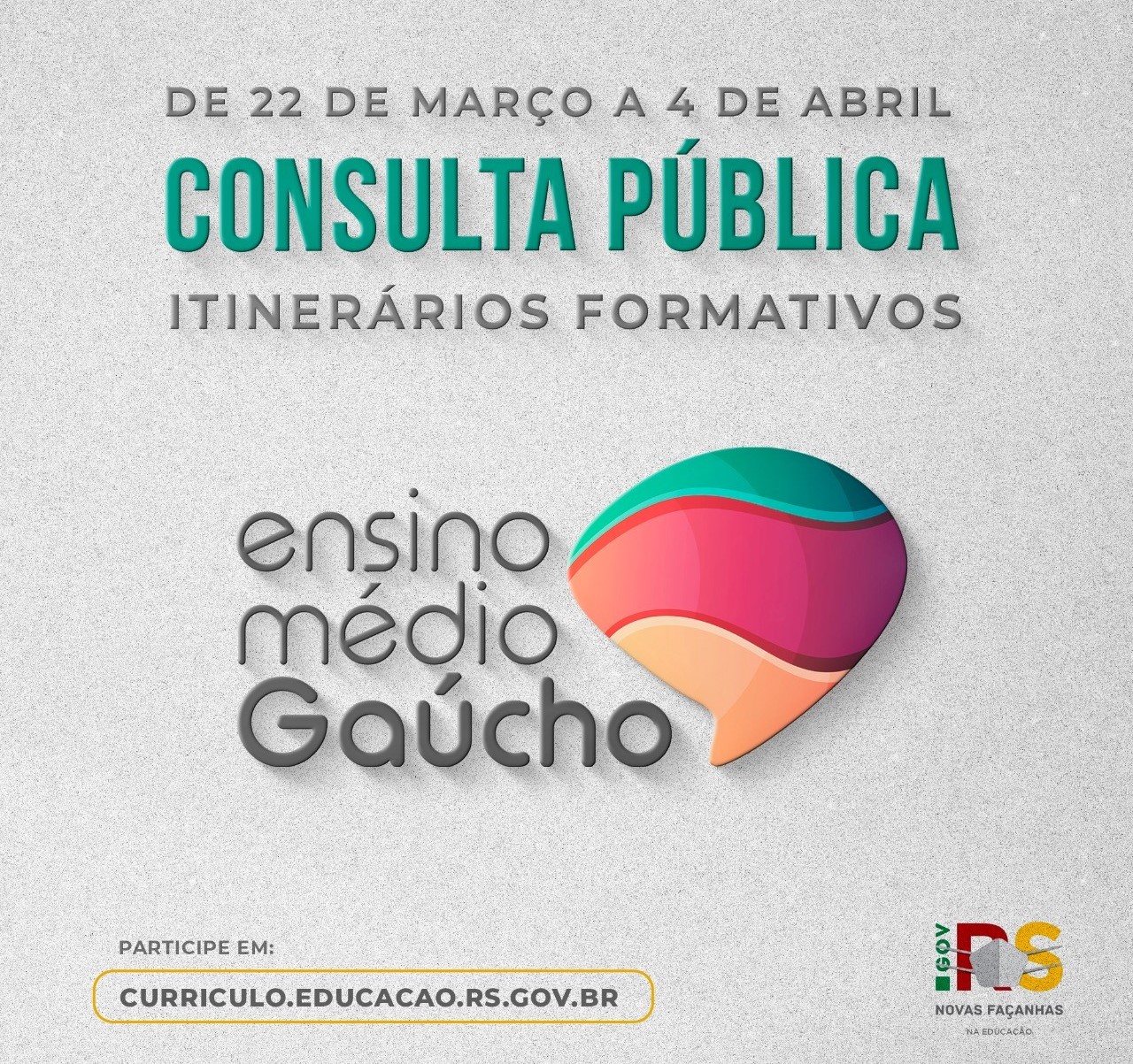 RS faz consulta pública sobre itinerários formativos do ensino médio